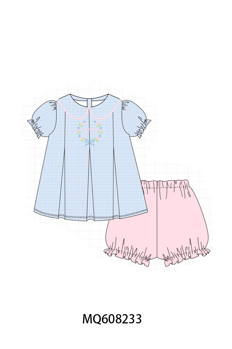 ETA MARCH 2026-po103 Blue gingham mama's girl embroidery colleciton