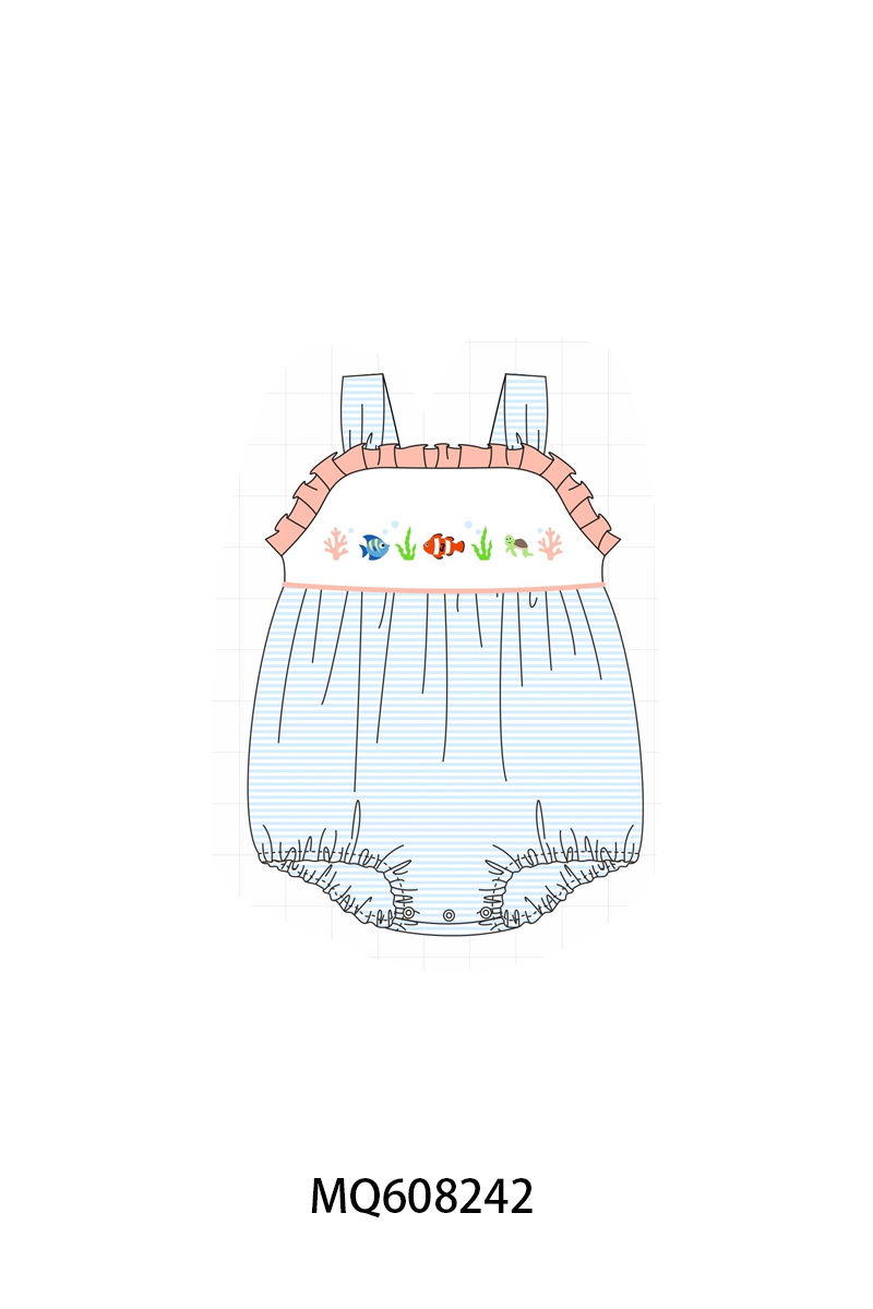 ETA MARCH 2026-po103 Blue stripe marine creatrue embroidery collection