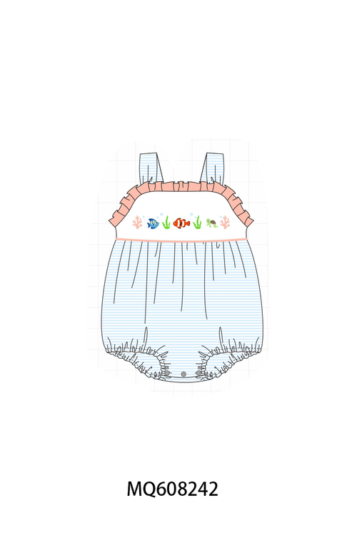 ETA MARCH 2026-po103 Blue stripe marine creatrue embroidery collection