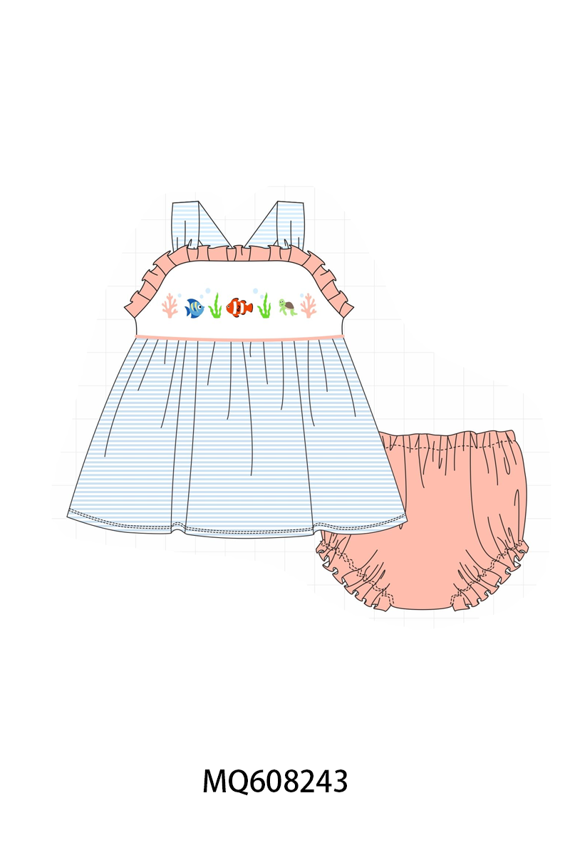 ETA MARCH 2026-po103 Blue stripe marine creatrue embroidery collection