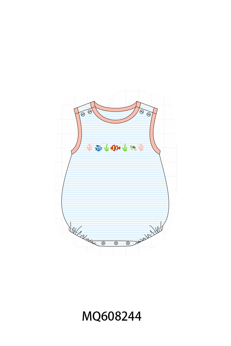 ETA MARCH 2026-po103 Blue stripe marine creatrue embroidery collection