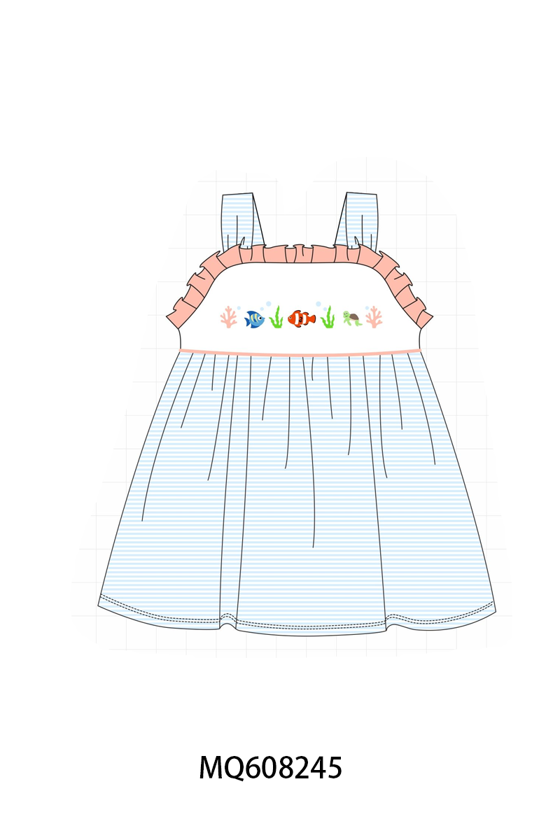 ETA MARCH 2026-po103 Blue stripe marine creatrue embroidery collection