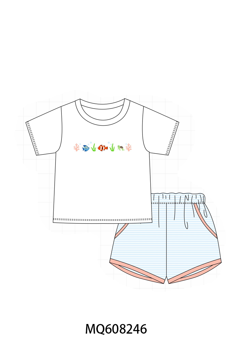 ETA MARCH 2026-po103 Blue stripe marine creatrue embroidery collection