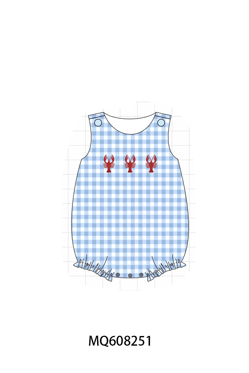 ETA MARCH 2026-po103 Blue lobster embroidery gingham collection
