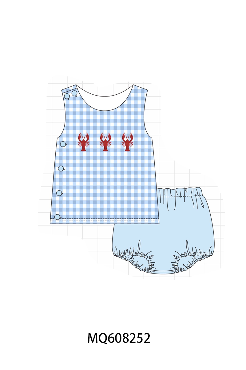 ETA MARCH 2026-po103 Blue lobster embroidery gingham collection