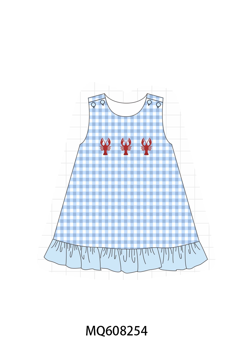 ETA MARCH 2026-po103 Blue lobster embroidery gingham collection