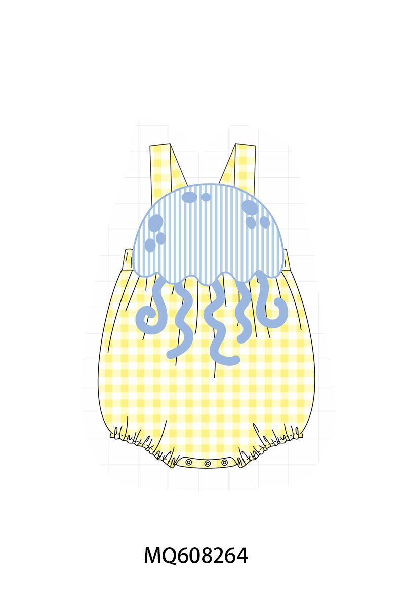 ETA MARCH 2026-po103 Yellow jellyfish applique gingham collection