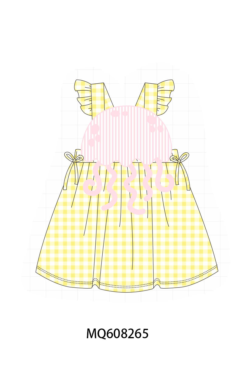 ETA MARCH 2026-po103 Yellow jellyfish applique gingham collection