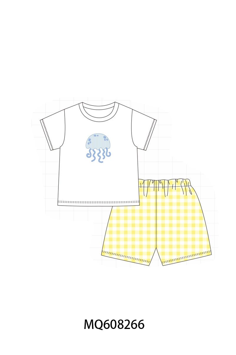 ETA MARCH 2026-po103 Yellow jellyfish applique gingham collection