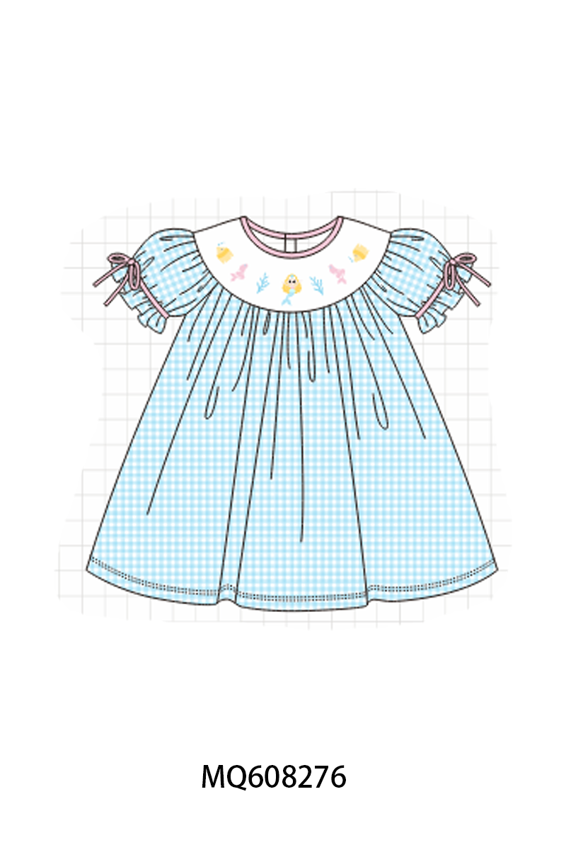 ETA MARCH 2026-po103 Blue fish embroidery gingham collection