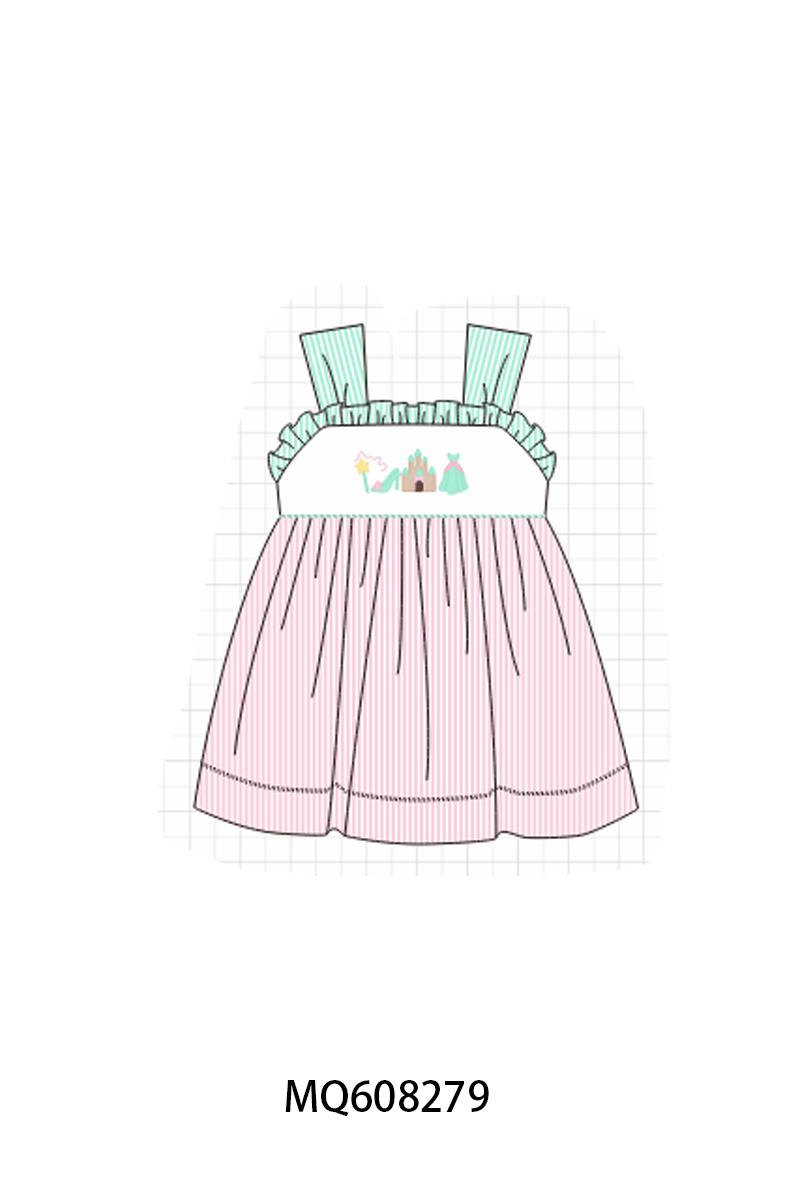 ETA MARCH 2026-po103 Pink castle embroidery seersucker collection