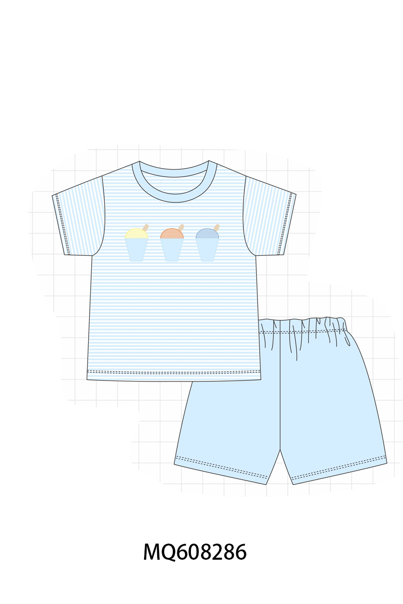 ETA MARCH 2026-po103 Blue&pink ice cream embroidery stripe collection