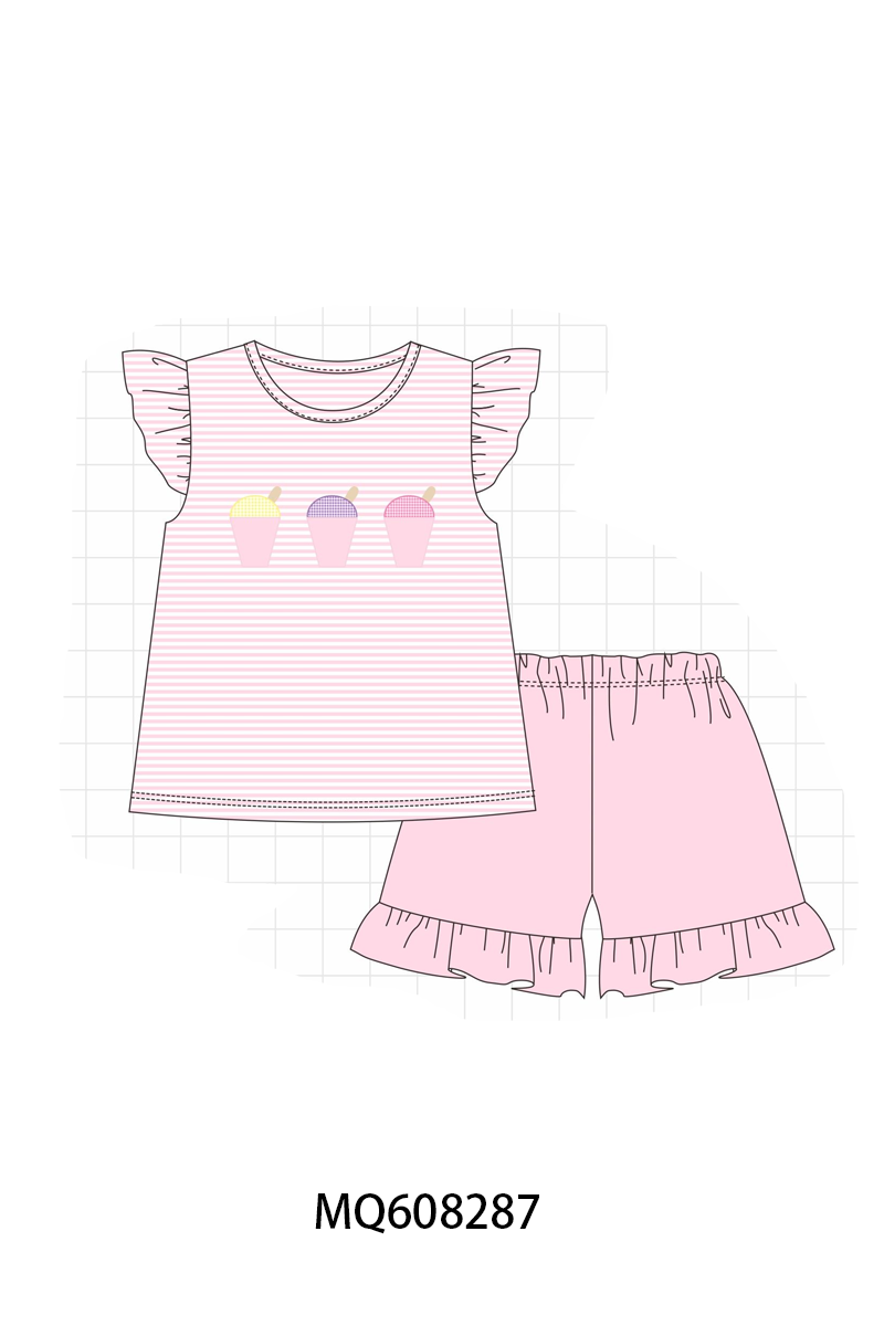 ETA MARCH 2026-po103 Blue&pink ice cream embroidery stripe collection