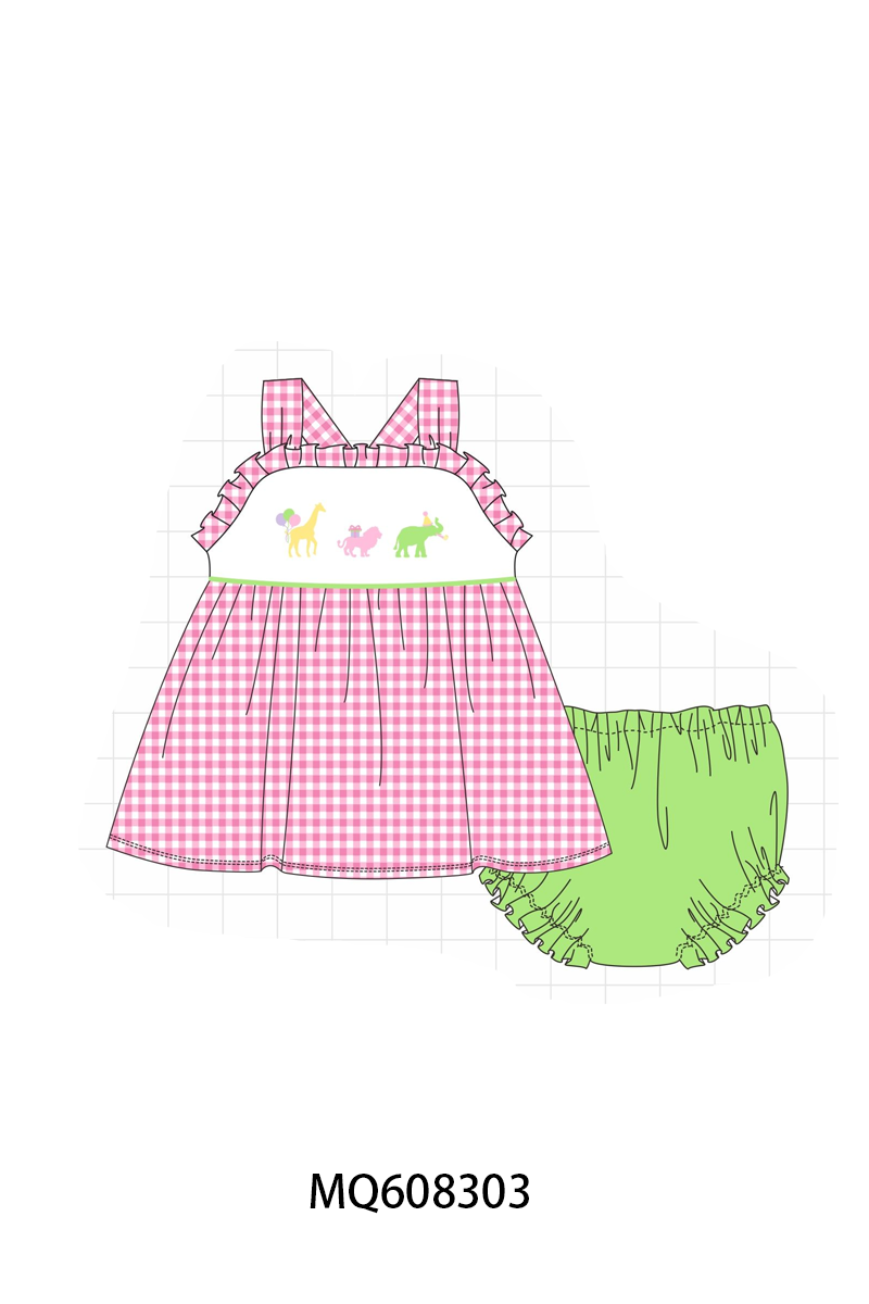 ETA MARCH 2026-po103 Pink&blue animal embroidery gingham collection
