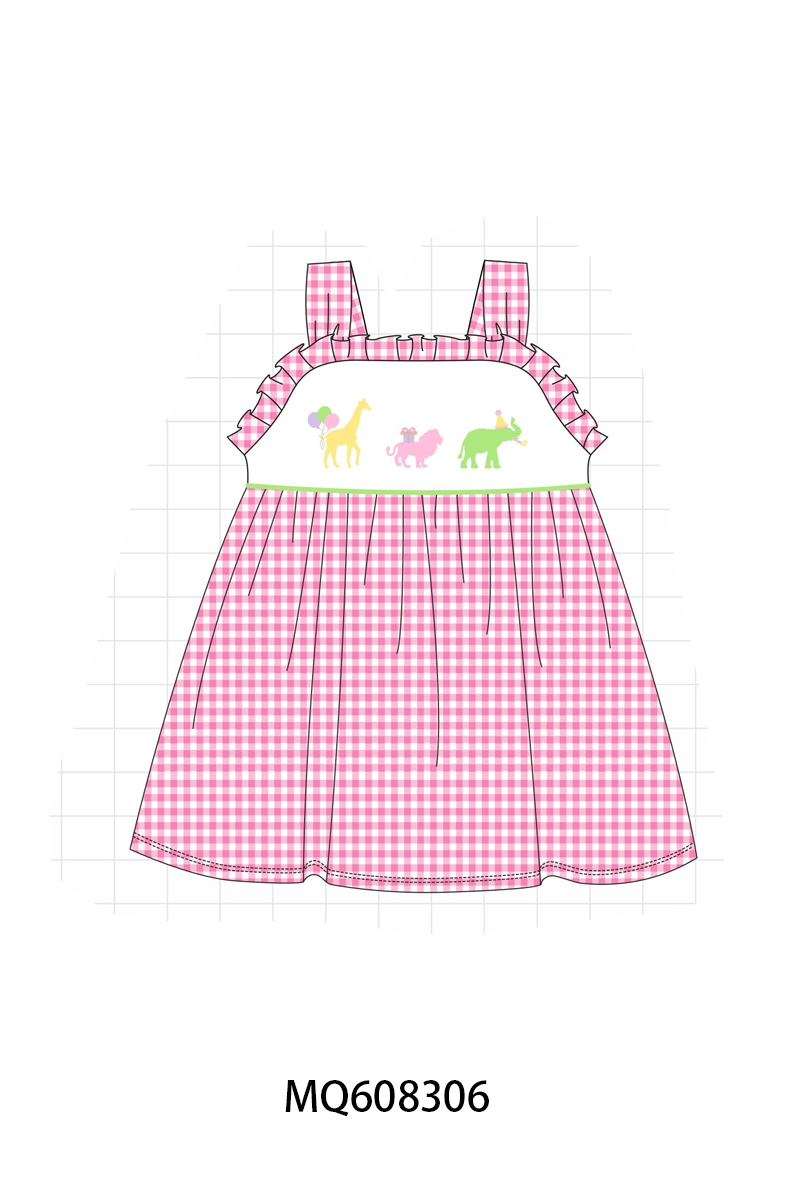 ETA MARCH 2026-po103 Pink&blue animal embroidery gingham collection
