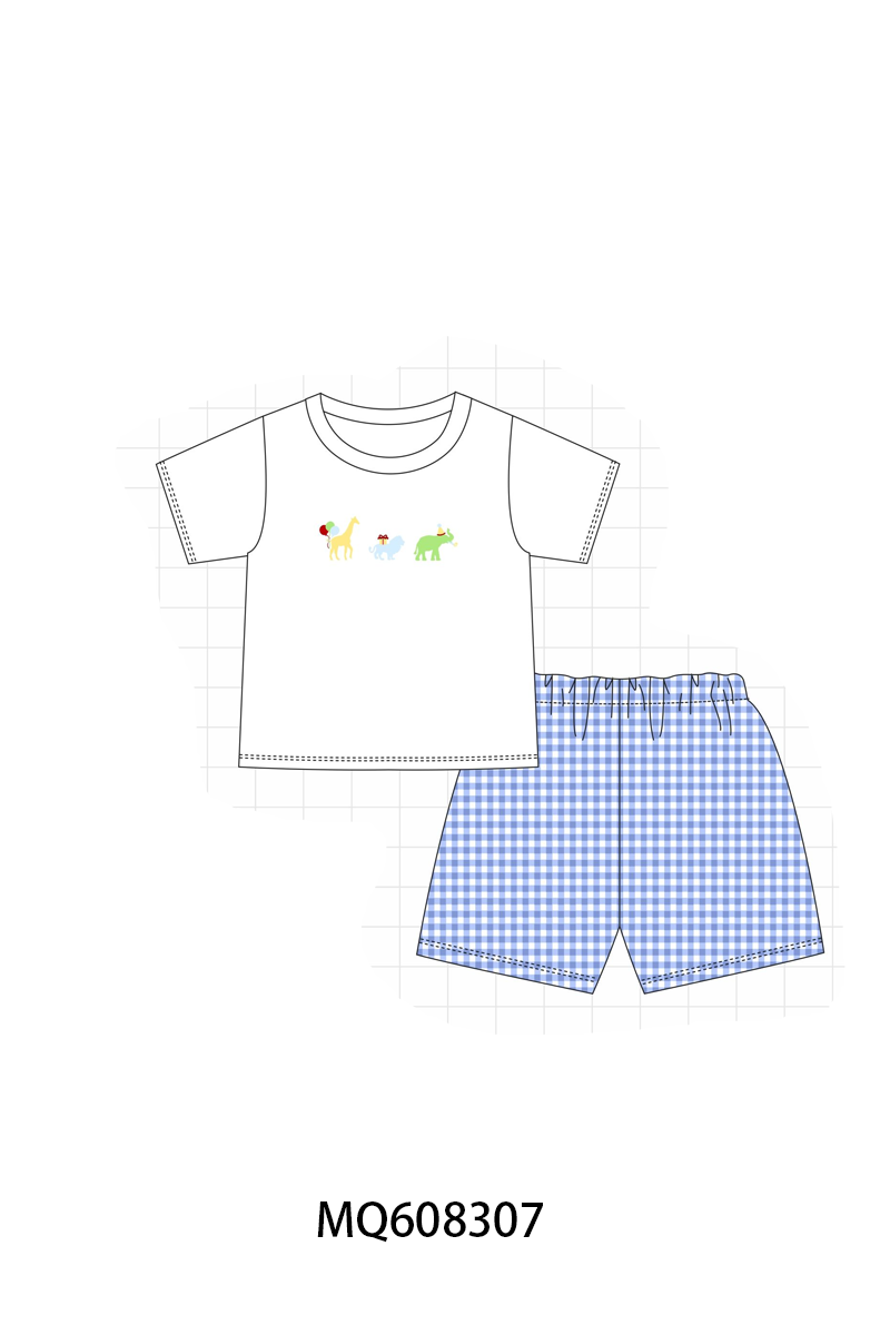 ETA MARCH 2026-po103 Pink&blue animal embroidery gingham collection