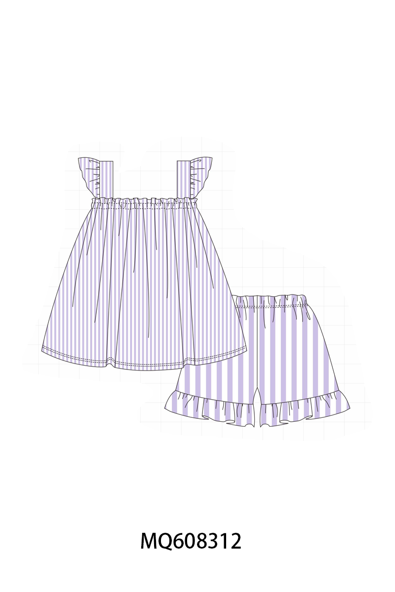 ETA MARCH 2026-po103 Purple stripe ruffle girl collection