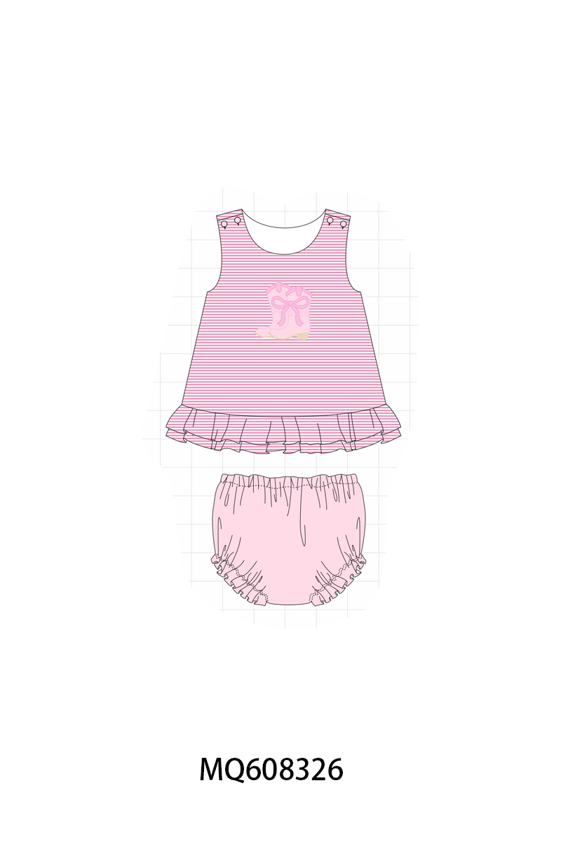ETA MARCH 2026-po103 Pink&blue stripe boots applique collection