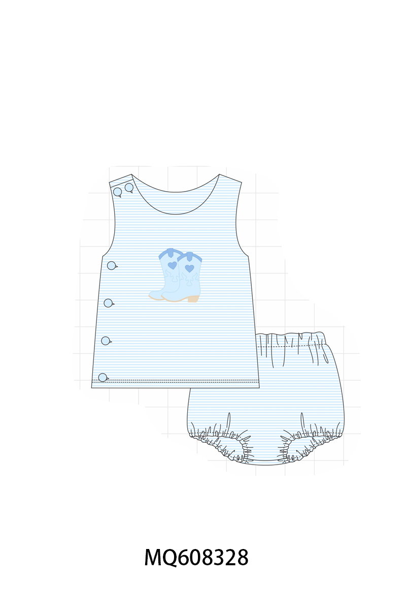ETA MARCH 2026-po103 Pink&blue stripe boots applique collection