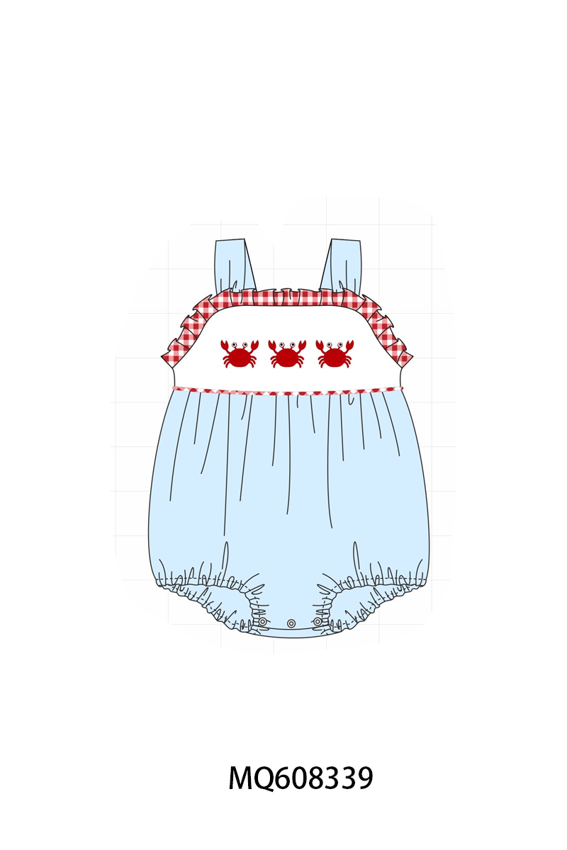 ETA MARCH 2026-po103 Blue crab embroidery gingham collection