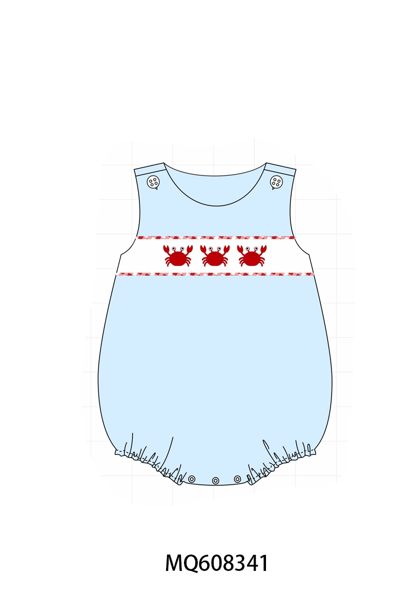 ETA MARCH 2026-po103 Blue crab embroidery gingham collection