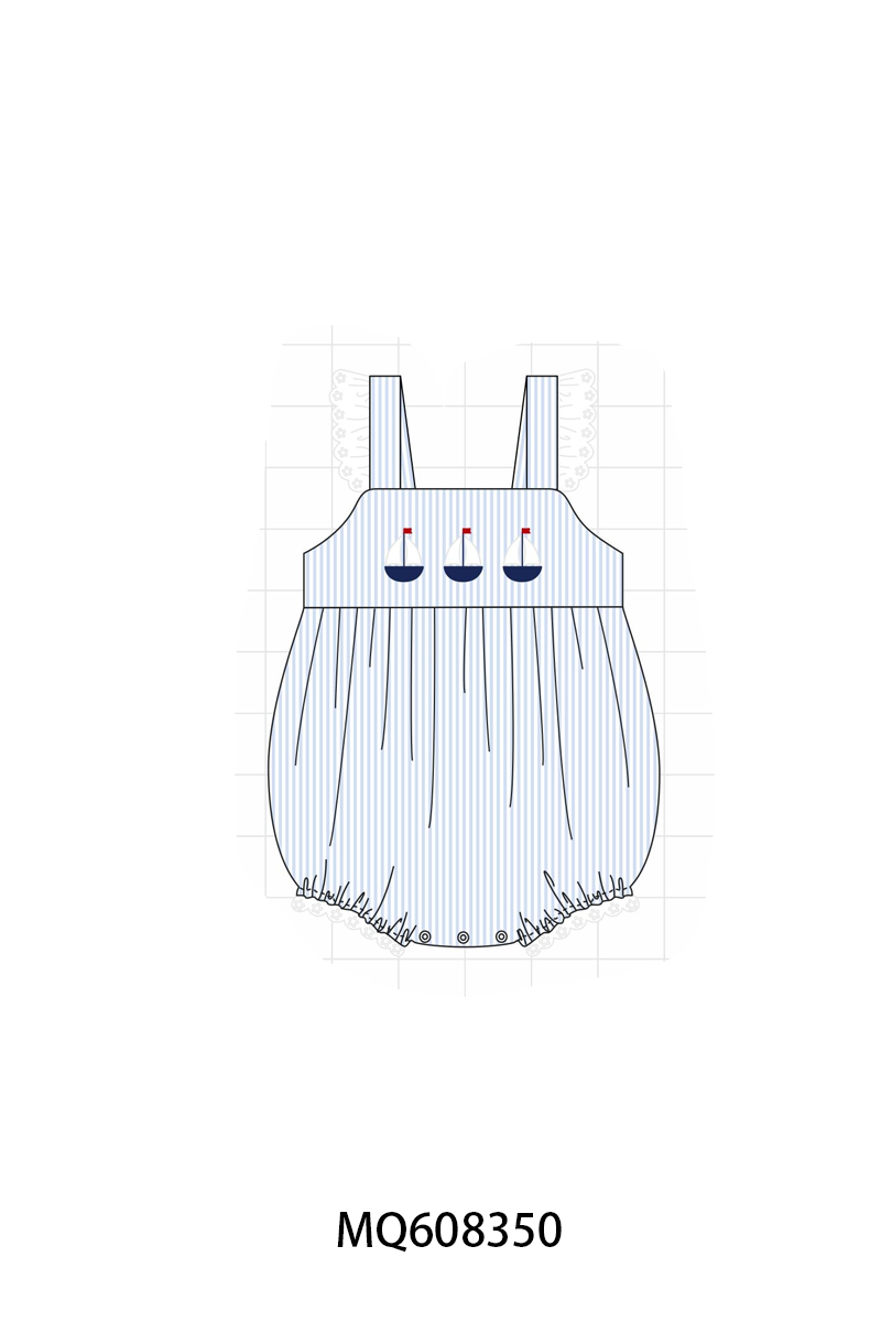 ETA MARCH 2026-po103 Blue stripe sailboat embroidery collection