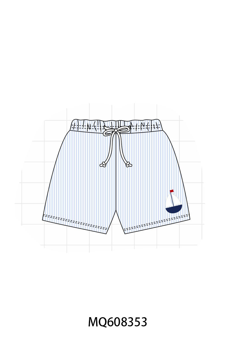 ETA MARCH 2026-po103 Blue stripe sailboat embroidery collection