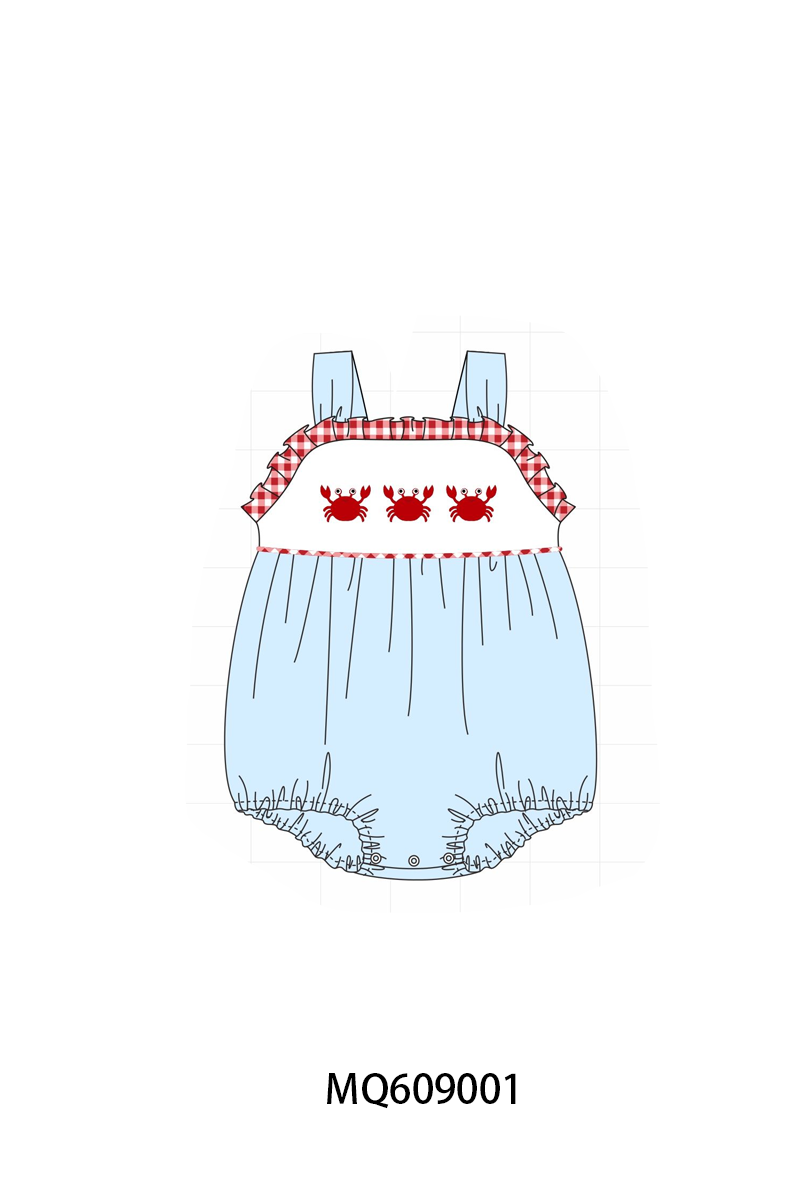 PO106 Blue crab embroidery gingham collection - ETA APRIL
