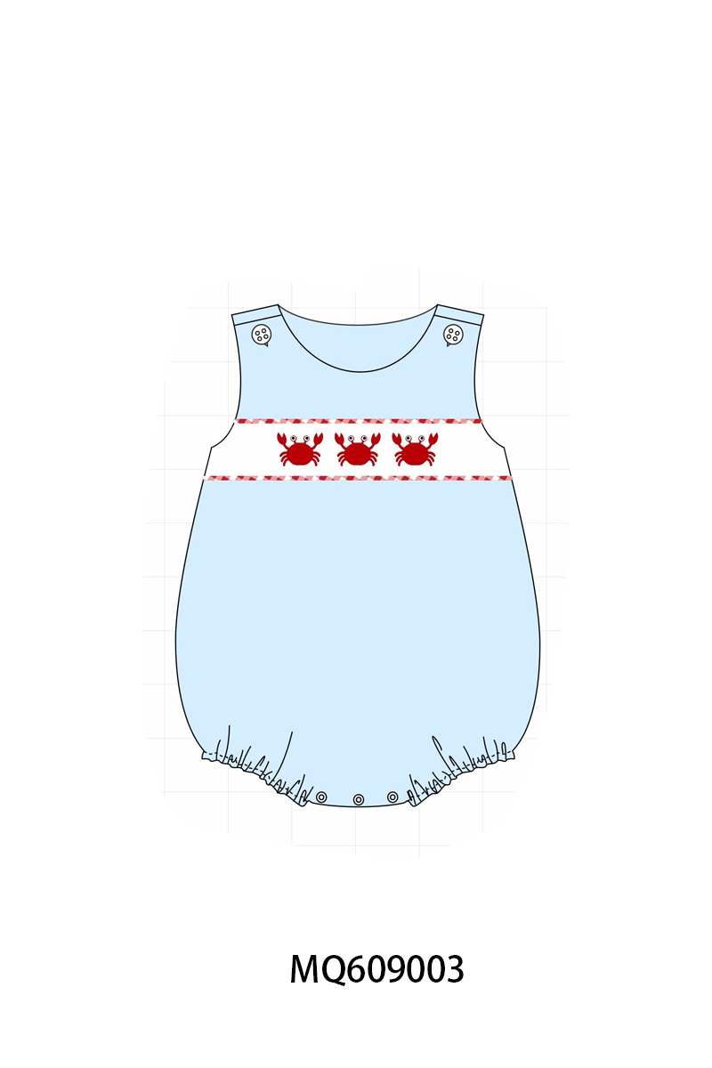 PO106 Blue crab embroidery gingham collection - ETA APRIL