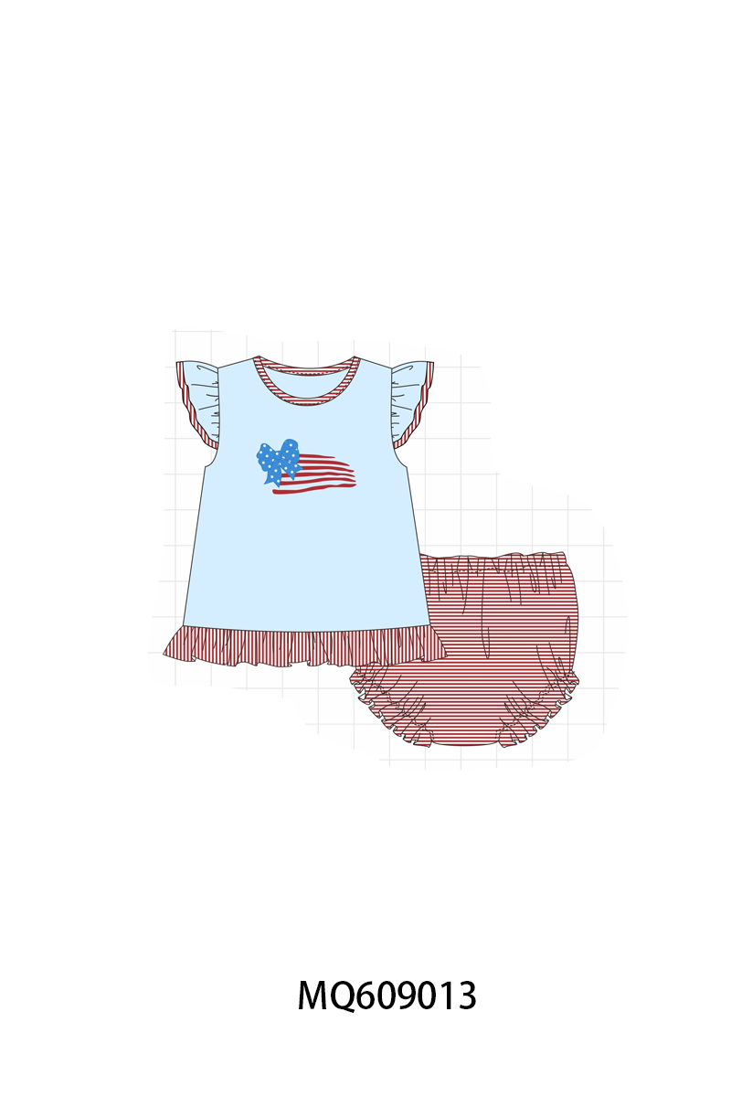 PO106 Blue Patriotic flag embroidery stripe collection - ETA APRIL