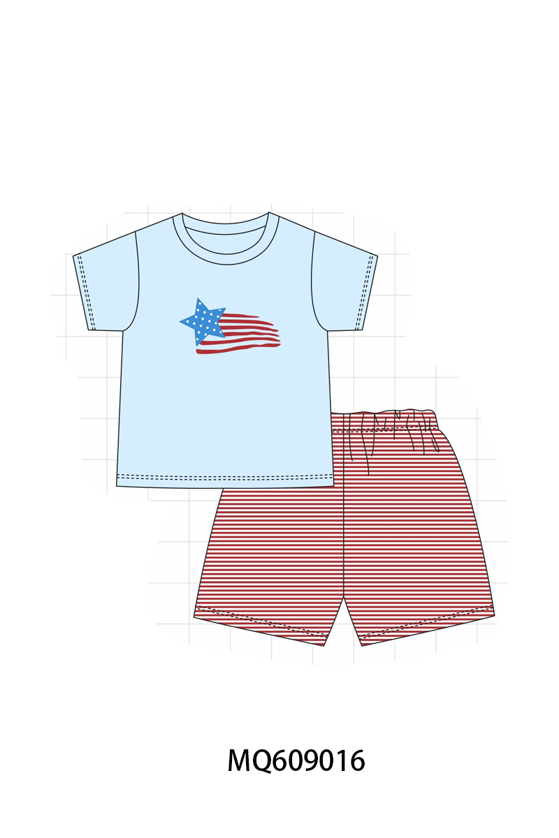 PO106 Blue Patriotic flag embroidery stripe collection - ETA APRIL