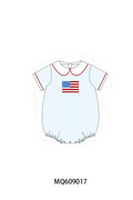 PO106 BLue stripe Patriotic flag bow embroidery collection - ETA APRIL