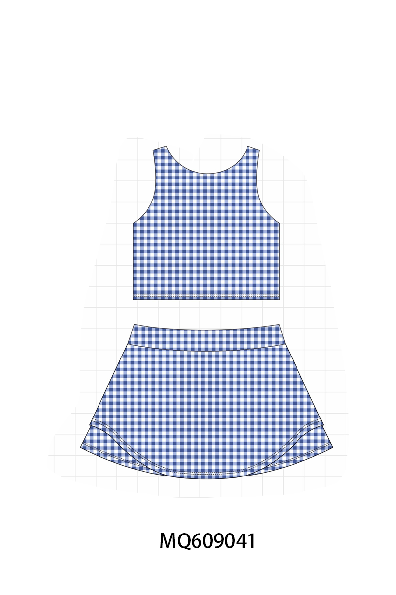 PO106 Multicolored gingham active skorts set collection- ETA APRIL