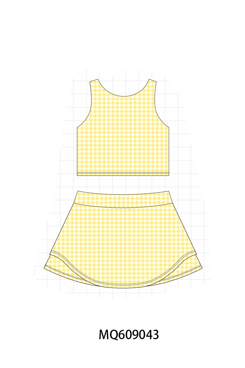 PO106 Multicolored gingham active skorts set collection- ETA APRIL