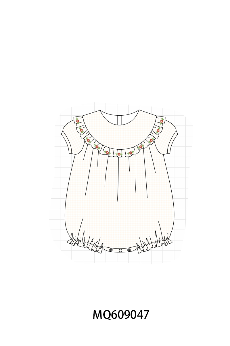 PO106 Cream floral embroidery ruffle collection - ETA APRIL