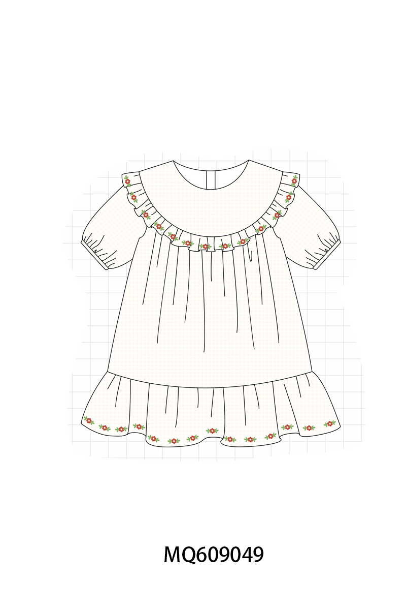 PO106 Cream floral embroidery ruffle collection - ETA APRIL
