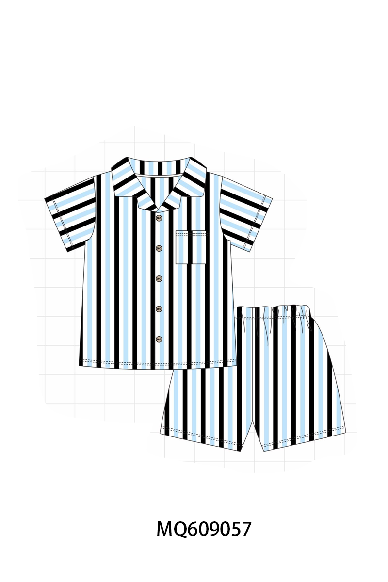PO106 Stripe gingham button down shirt shorts set collection - ETA APRIL