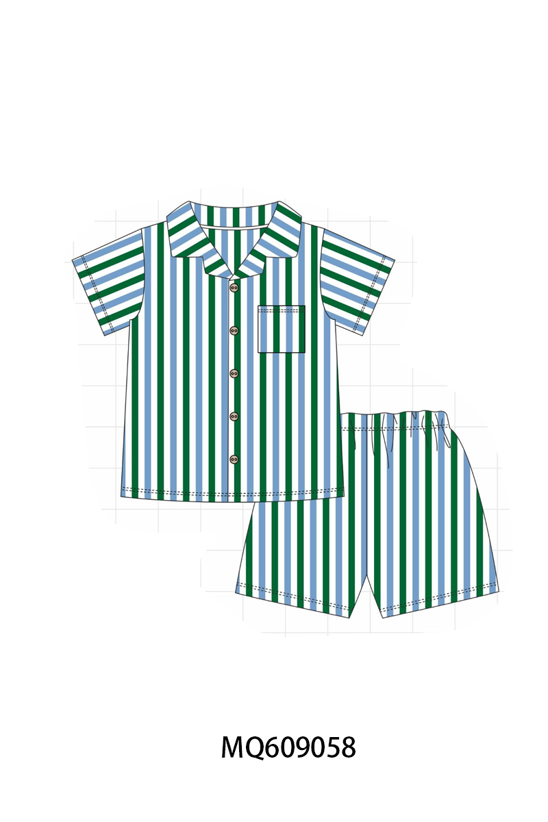 PO106 Stripe gingham button down shirt shorts set collection - ETA APRIL