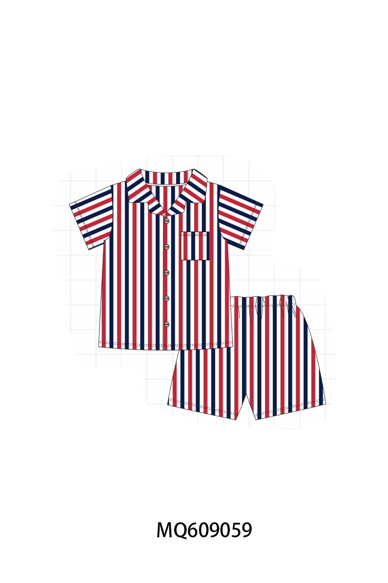PO106 Stripe gingham button down shirt shorts set collection - ETA APRIL