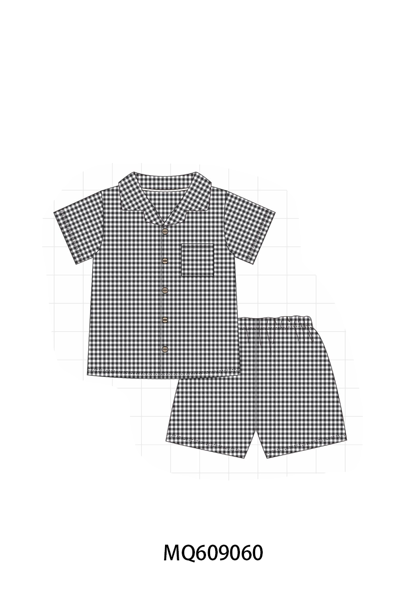PO106 Stripe gingham button down shirt shorts set collection - ETA APRIL
