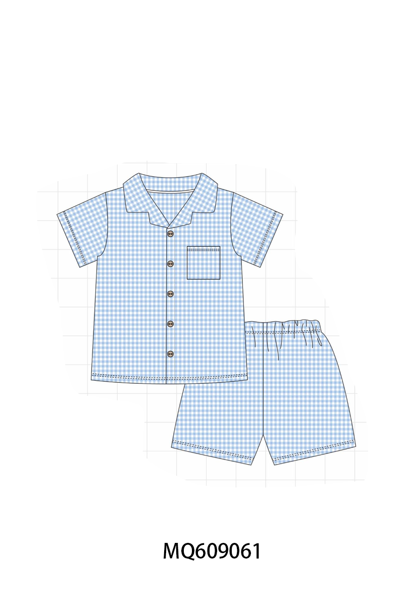 PO106 Stripe gingham button down shirt shorts set collection - ETA APRIL