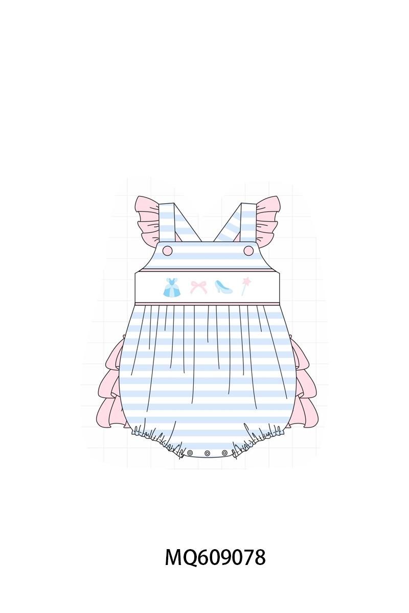 PO106 Blue stripe bow shoes embroidery collection - ETA APRIL