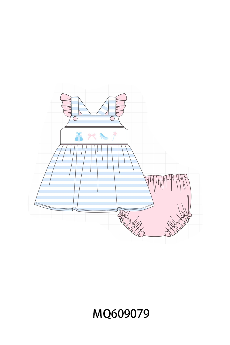 PO106 Blue stripe bow shoes embroidery collection - ETA APRIL