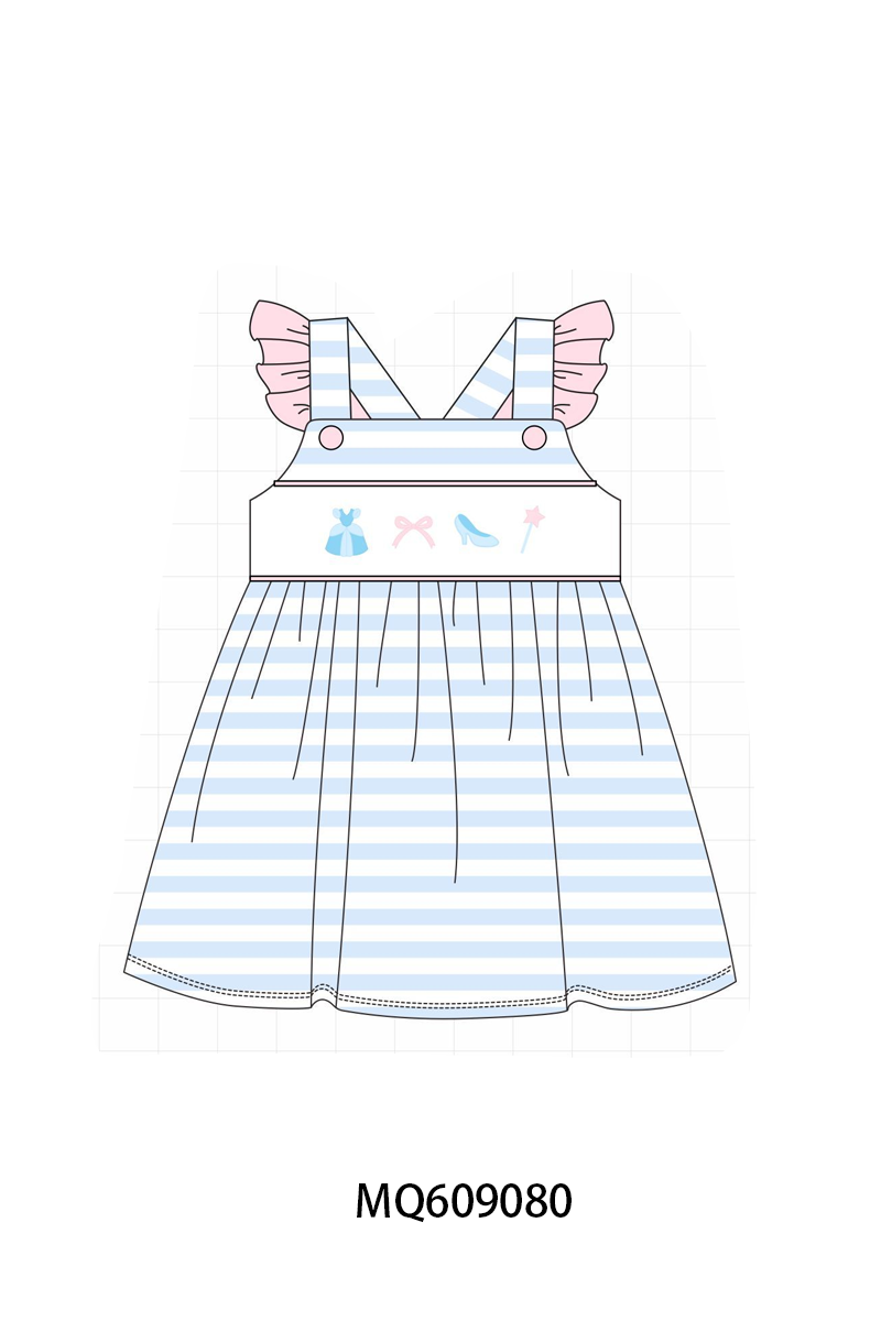 PO106 Blue stripe bow shoes embroidery collection - ETA APRIL