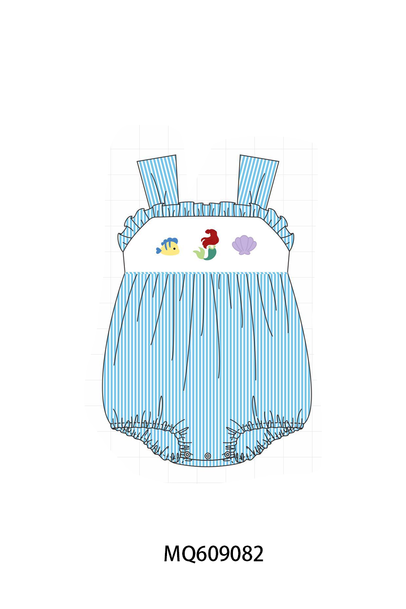 PO106 Blue mermaid embroidery seersucker colleciton - ETA APRIL