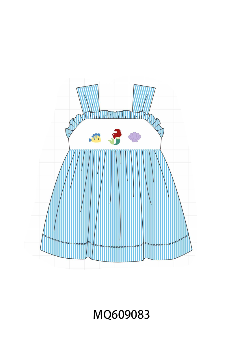 PO106 Blue mermaid embroidery seersucker colleciton - ETA APRIL