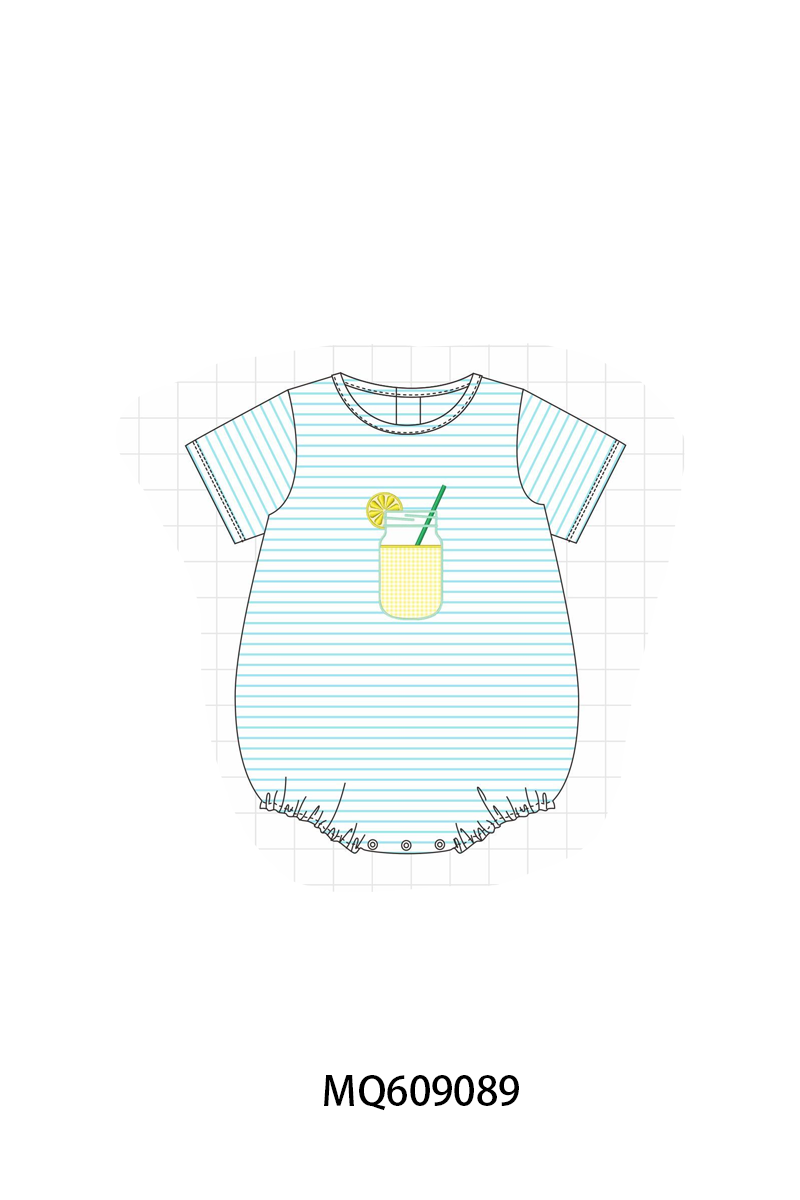 PO106 Blue stripe lemon juice embroidery collection - ETA APRIL