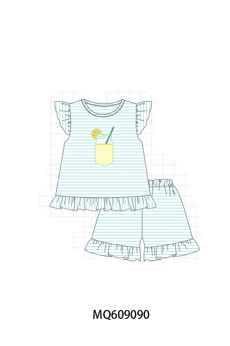 PO106 Blue stripe lemon juice embroidery collection - ETA APRIL