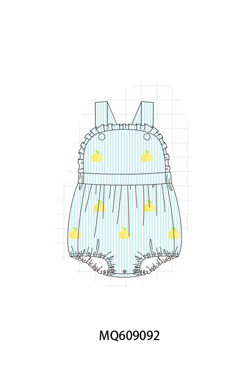 PO106 Blue lemon embroidery seersucker collection - ETA APRIL