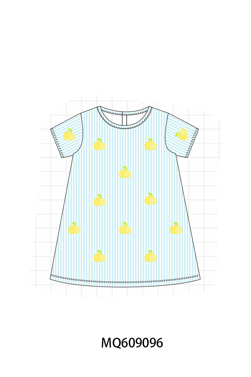 PO106 Blue lemon embroidery seersucker collection - ETA APRIL